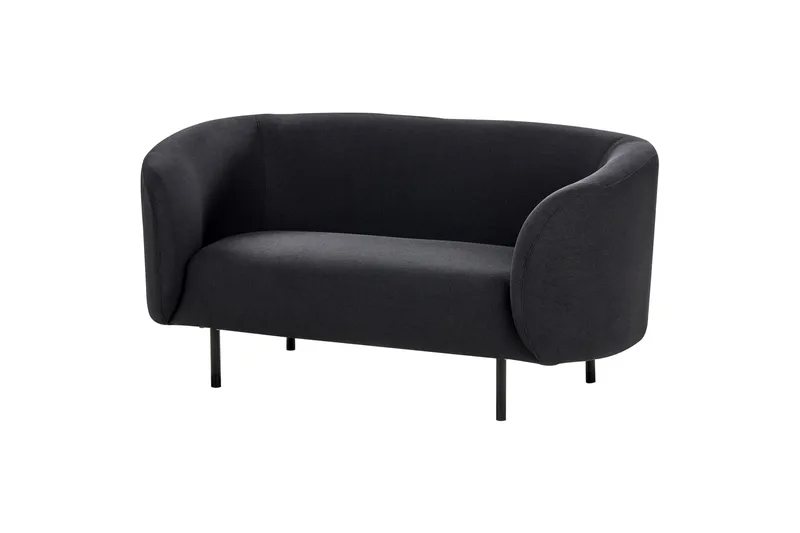 Tuka 2-personers Sofa i Stof med Metalben - Sort - Møbler - Sofaer - 2 personers sofa