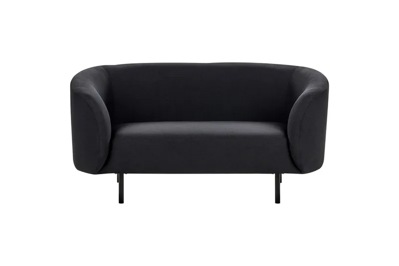 Tuka 2-personers Sofa i Stof med Metalben, Sort
