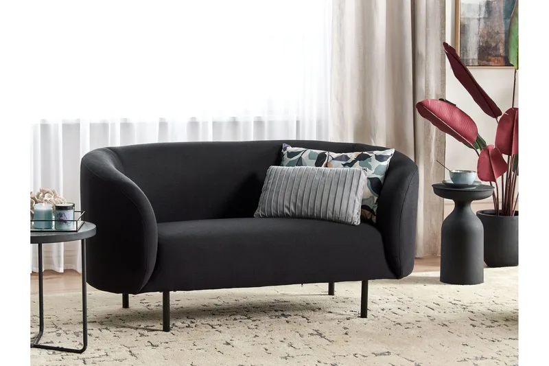 Tuka 2-personers Sofa i Stof med Metalben - Sort - Møbler - Sofaer - 2 personers sofa