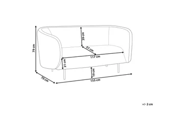 Tuka 2-personers Sofa i Stof med Metalben - Sort - Møbler - Sofaer - 2 personers sofa
