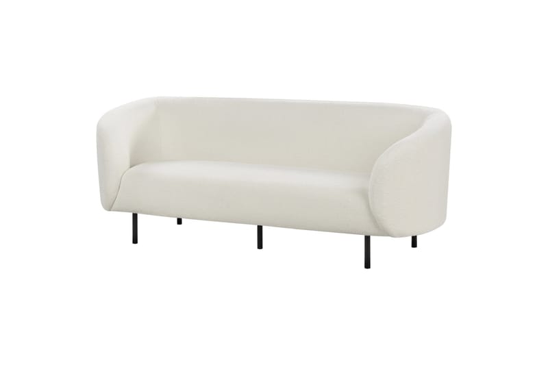 Tuka 3-personers Sofa med Afrundede Armlæn i Bouclé, Hvid|Sort