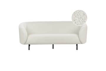 Tuka 3-personers Sofa med Afrundede Armlæn i Bouclé - Hvid|Sort - Møbler - Sofaer - 3 personers sofa