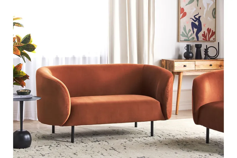 Tuka Sofa 2-personers - Sort/Orange - Møbler - Sofaer - Velour sofaer