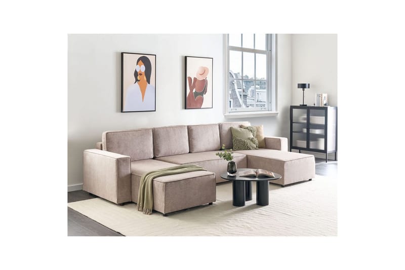 U-formad soffa Beliani Vatne Beige/svart NO_BRAND Brown||Black - Møbler - Sofaer - Sofagrupper
