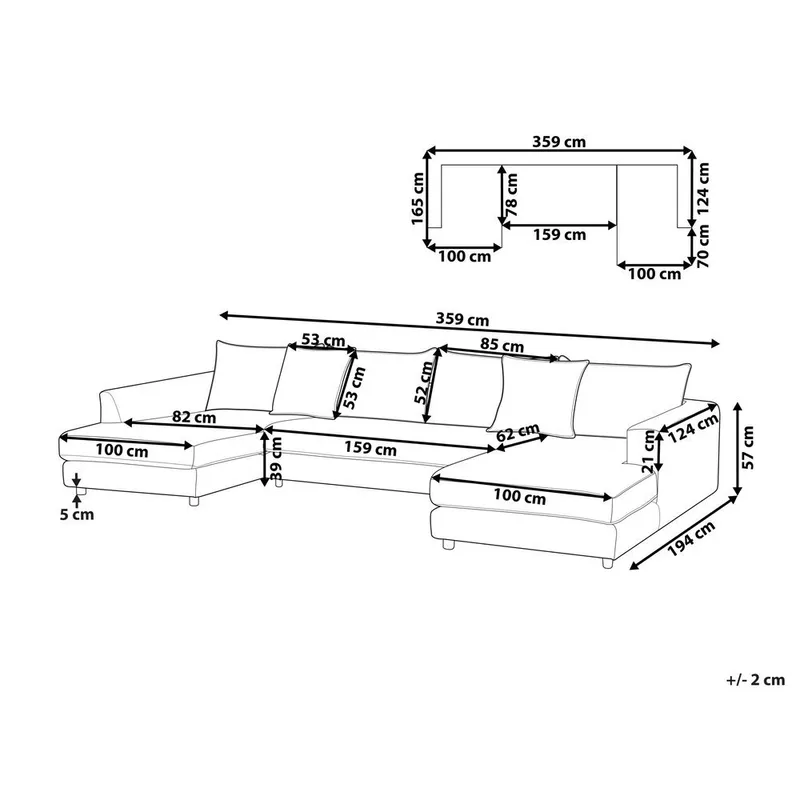 U-formet sofa Lilviken - Lys beige, sort - Møbler - Sofaer - U Sofa