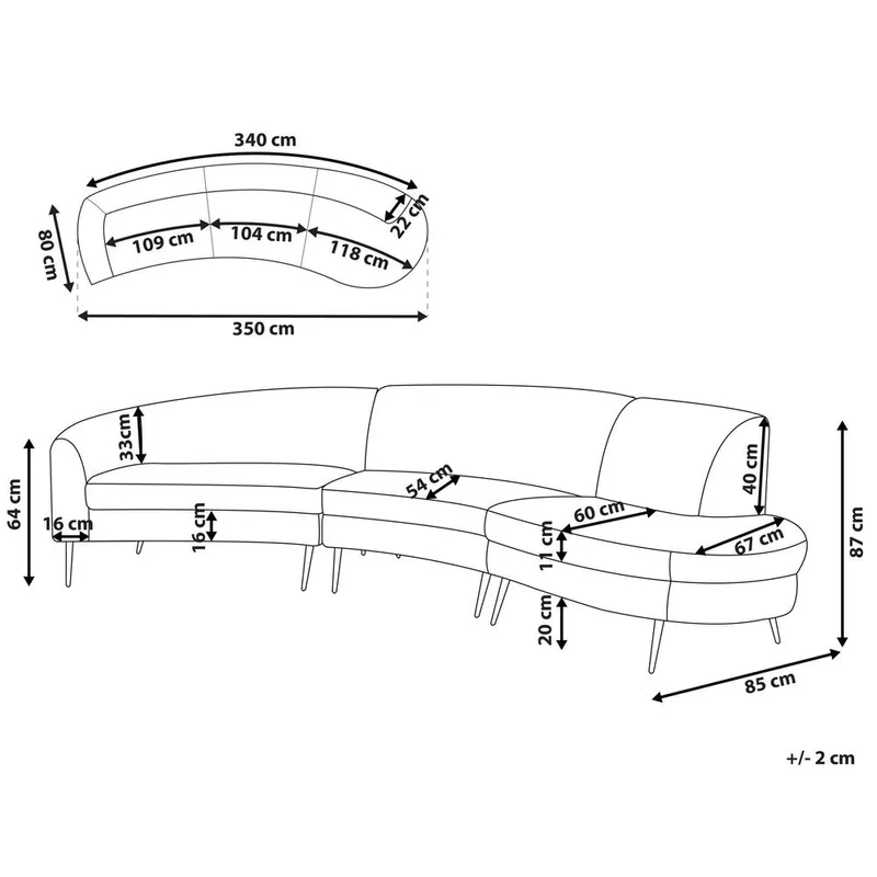 U-formet sofa Moss - Beige, guld - Møbler - Sofaer - Velour sofaer