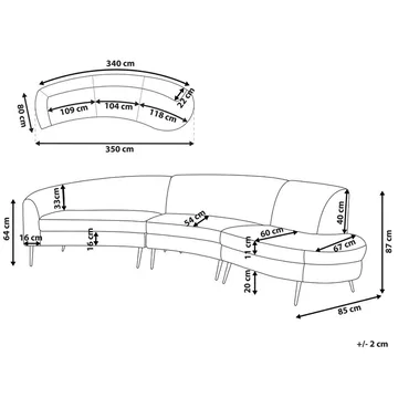 U-formet sofa Moss - Beige, guld - Møbler - Sofaer - Velour sofaer