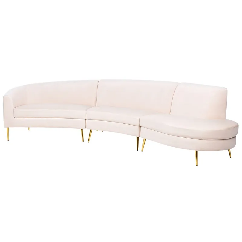 U-formet sofa Moss - Beige, guld - Møbler - Sofaer - Velour sofaer