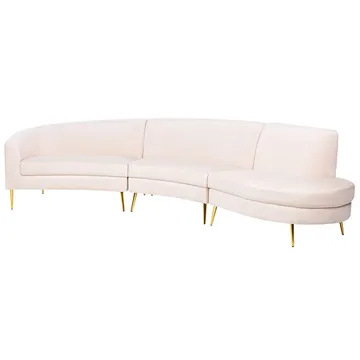 U-formet sofa Moss - Beige, guld - Møbler - Sofaer - Velour sofaer
