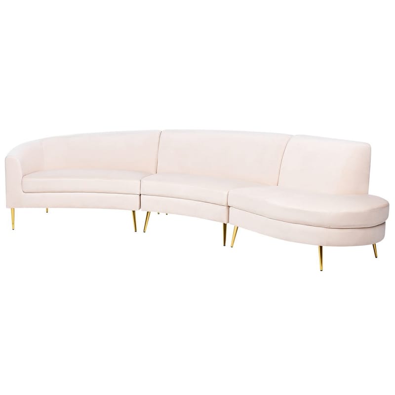 U-formet sofa Moss - Beige, guld - Møbler - Sofaer - Velour sofaer
