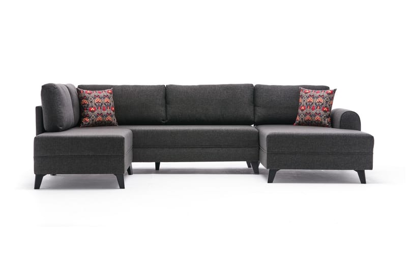 Belena U-sofa med Chaiselong Venstre - Antracit/Sort - Møbler - Sofaer - U Sofa