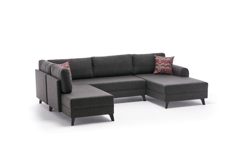 Belena U-sofa med Chaiselong Venstre - Antracit/Sort - Møbler - Sofaer - U Sofa