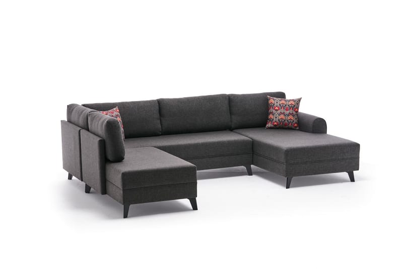 Belena U-sofa med Chaiselong Venstre - Antracit/Sort - U Sofa