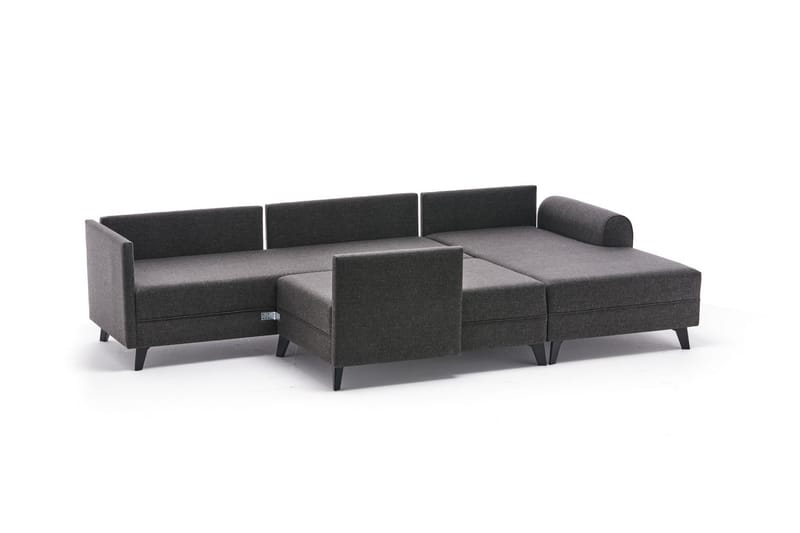 Belena U-sofa med Chaiselong Venstre - Antracit/Sort - U Sofa