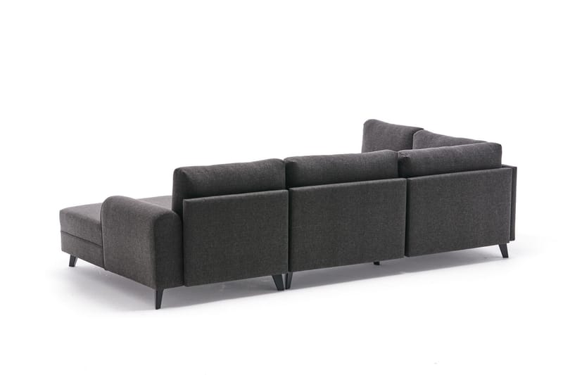 Belena U-sofa med Chaiselong Venstre - Antracit/Sort - U Sofa