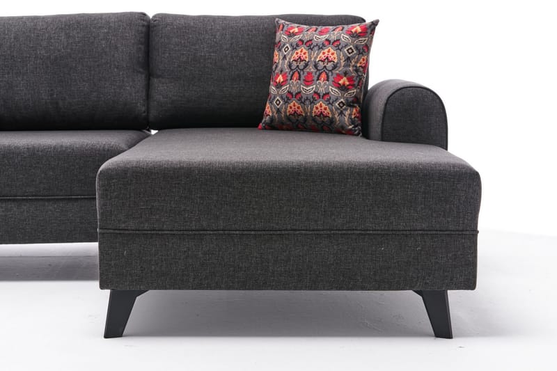 Belena U-sofa med Chaiselong Venstre - Antracit/Sort - U Sofa