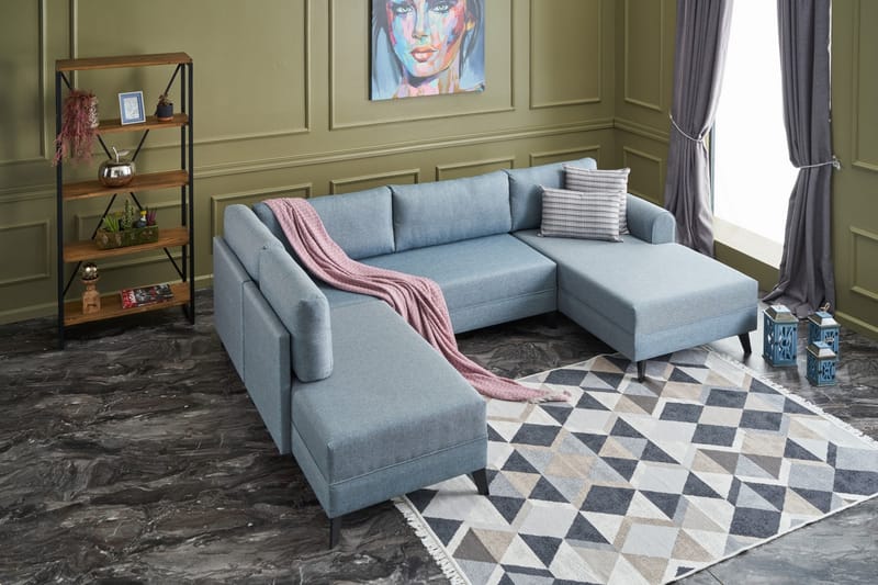 Belena U-sofa med Chaiselong Venstre - Blå/Sort - Møbler - Sofaer - U Sofa