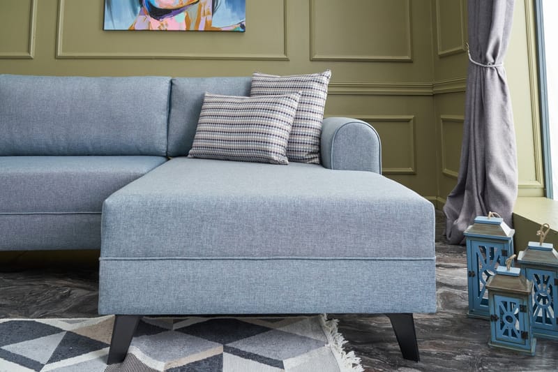 Belena U-sofa med Chaiselong Venstre - Blå/Sort - Møbler - Sofaer - U Sofa