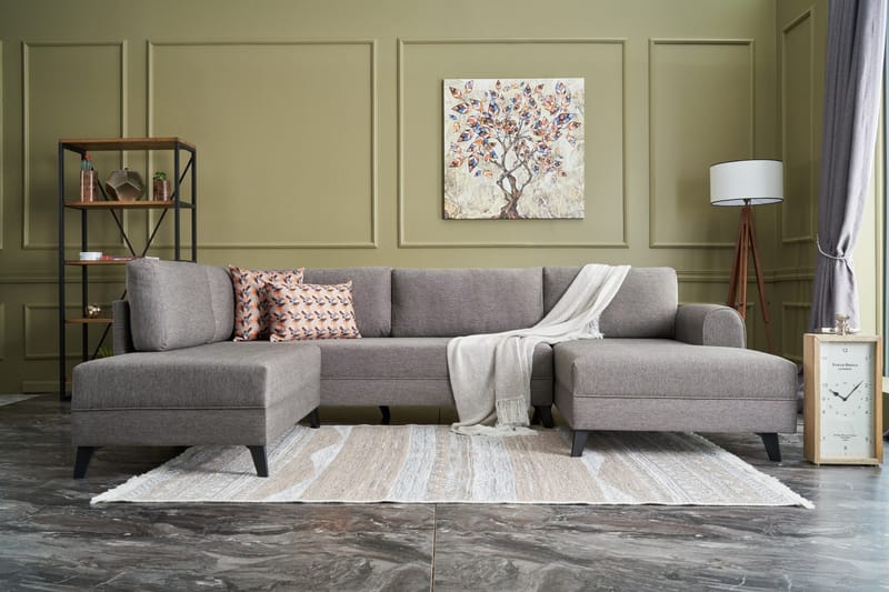 Belena U-sofa med Chaiselong Venstre - Brun/Sort - Møbler - Sofaer - U Sofa