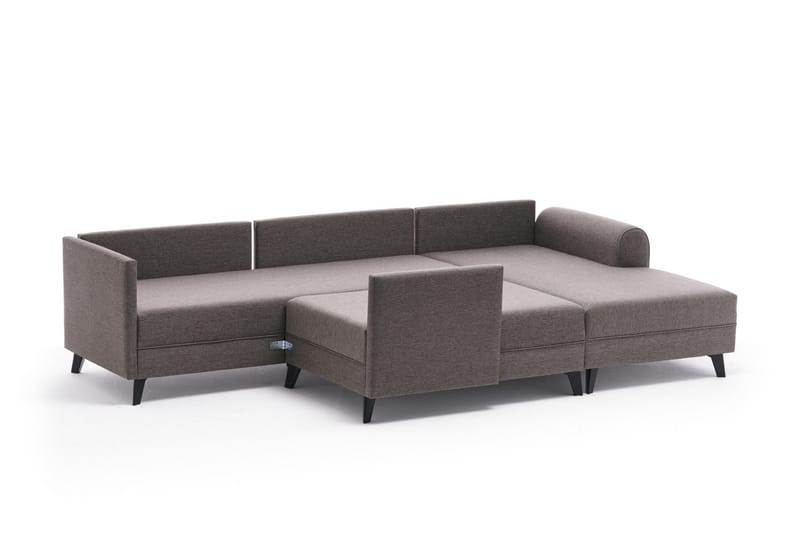 Belena U-sofa med Chaiselong Venstre - Brun/Sort - U Sofa