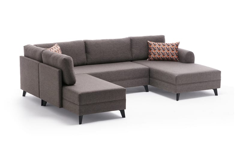 Belena U-sofa med Chaiselong Venstre - Brun/Sort - U Sofa