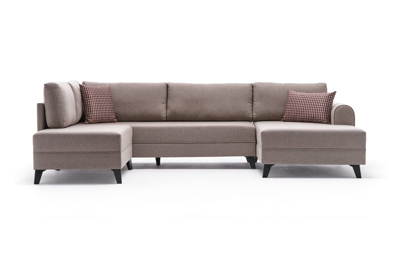 Belena U-sofa med Chaiselong Venstre - Cremehvid/Sort - U Sofa