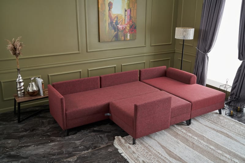 Belena U-sofa med Chaiselong Venstre - Rød/Sort - Møbler - Sofaer - U Sofa