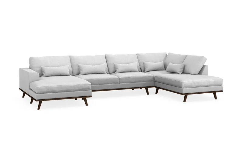 Copenhagen 5-personers Højrevendt U-formet Sofa med Divan og Chaiselong i Stof - Lysegrå - Møbler - Sofaer - U Sofa