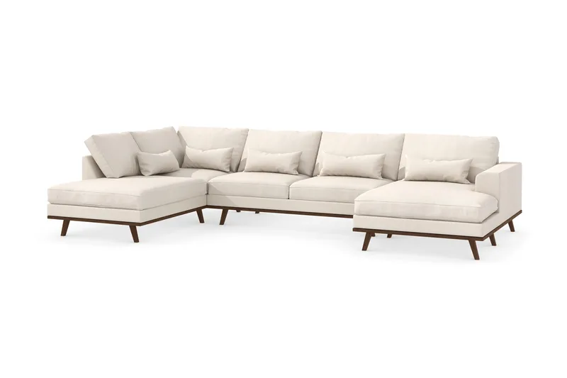 Copenhagen 5-personers Venstrevendt U-formet Large Sofa med Divan og Chaiselong i Stof - Beige - Møbler - Sofaer - U Sofa