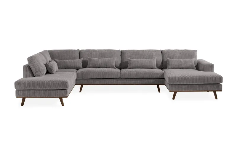 Copenhagen 5-personers Venstrevendt U-formet Sofa med Divan og Chaiselong i Manchester - Mørkegrå - Møbler - Sofaer - U Sofa