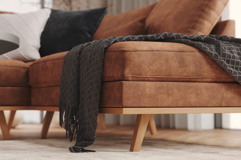 Copenhagen 5-personers Venstrevendt U-formet Large Sofa med Divan og Chaiselong i Kunstlæder - Brun - Møbler - Sofaer - U Sofa