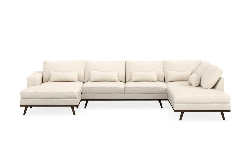 Copenhagen 5-personers Højrevendt U-formet Sofa med Divan og Chaiselong i Manchester - Beige - Møbler - Sofaer - U Sofa