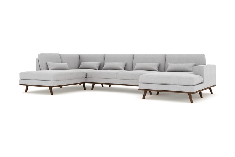 Copenhagen 5-personers Venstrevendt U-formet Sofa med Chaiselong og Divan i Stof - Grå - Møbler - Sofaer - U Sofa