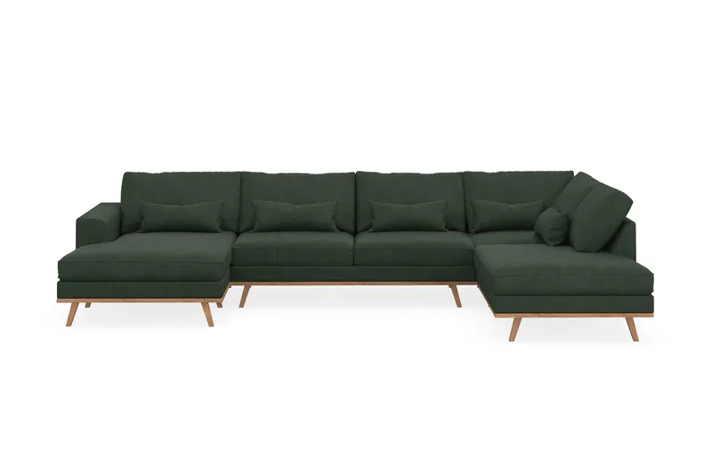 Copenhagen 5-personers Højrevendt U-formet Sofa med Divan og Chaiselong i Manchester - Mørkegrøn - Møbler - Sofaer - U Sofa