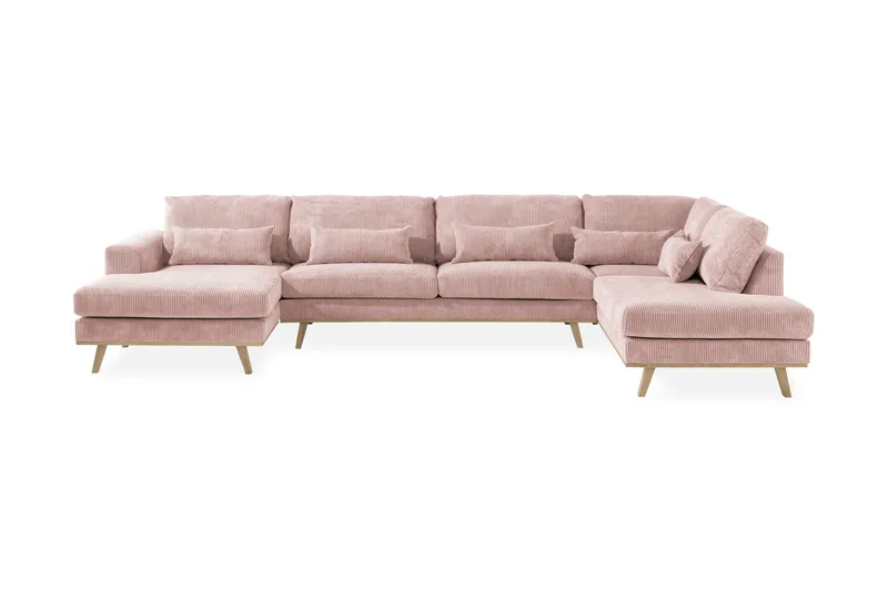 Copenhagen 5-personers Højrevendt U-formet Sofa med Divan og Chaiselong i Manchester - Rosa - Møbler - Sofaer - U Sofa