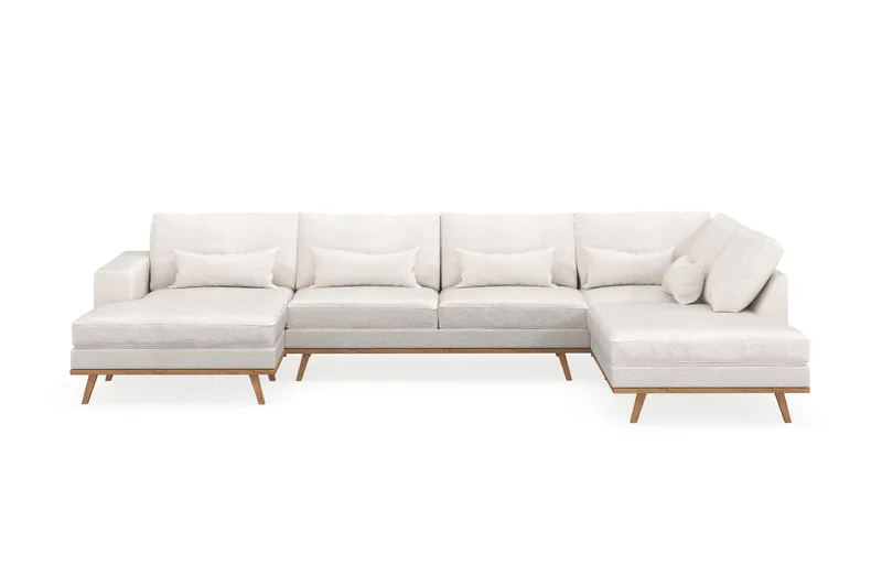Copenhagen 5-personers Højrevendt U-formet Sofa med Divan og Chaiselong i Bouclé - Hvid - Møbler - Sofaer - U Sofa