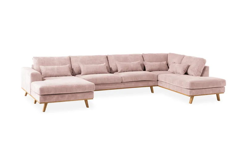 Copenhagen 5-personers Højrevendt U-formet Sofa med Divan og Chaiselong i Manchester - Rosa - Møbler - Sofaer - U Sofa