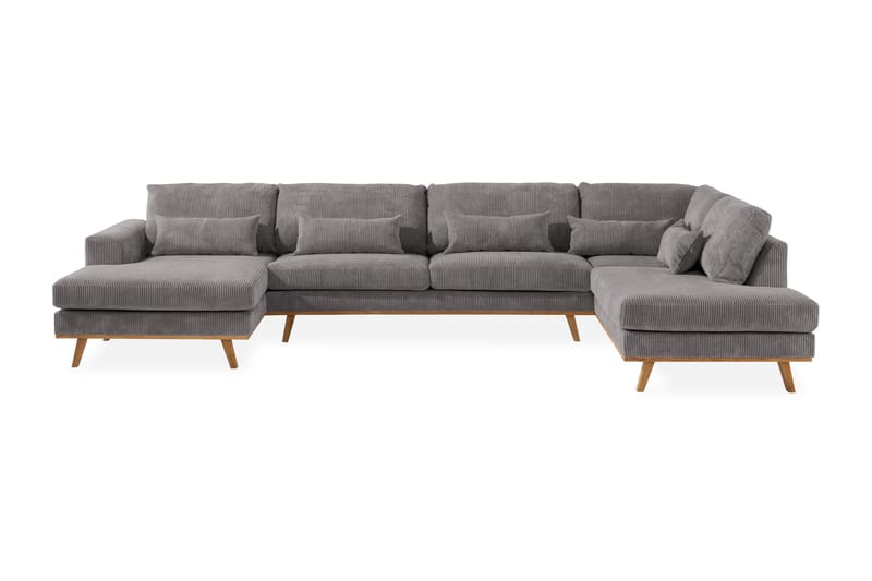 Copenhagen 5-personers Højrevendt U-formet Sofa med Divan og Chaiselong i Manchester - Mørkegrå - Møbler - Sofaer - U Sofa