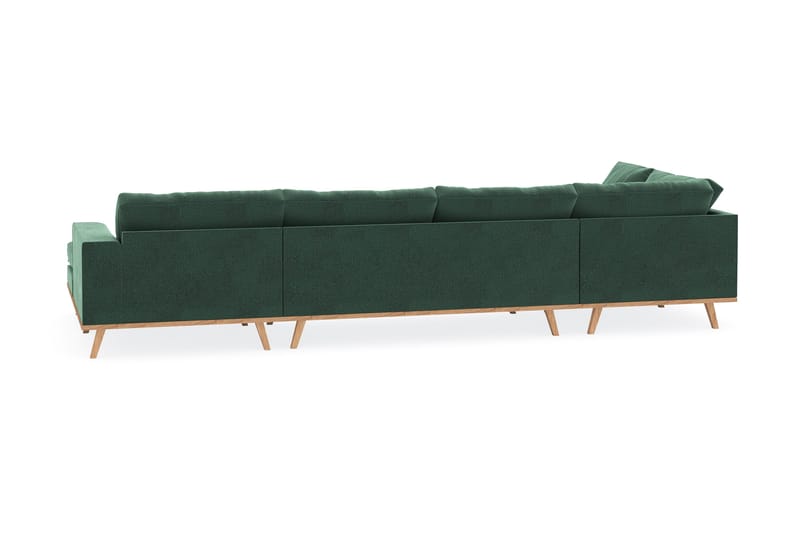 Copenhagen 5-personers Venstrevendt U-formet Sofa med Divan og Chaiselong i Fløjl - Mørkegrøn - Møbler - Sofaer - U Sofa
