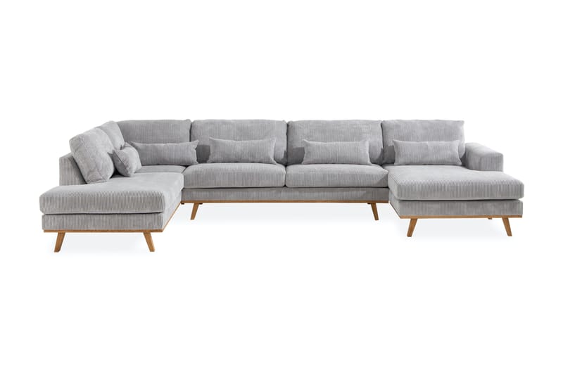 Copenhagen 5-personers Venstrevendt U-formet Sofa med Divan og Chaiselong i Manchester - Lysegrå - Møbler - Sofaer - U Sofa