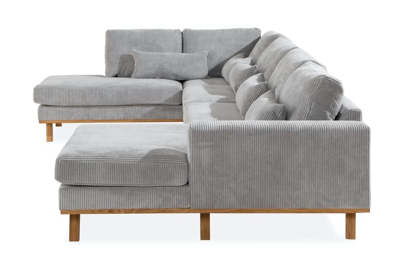 Copenhagen 5-personers Venstrevendt U-formet Sofa med Divan og Chaiselong i Manchester - Lysegrå - Møbler - Sofaer - U Sofa
