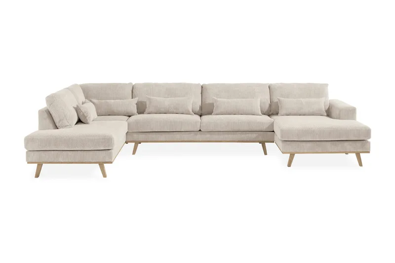 Copenhagen 5-personers Venstrevendt U-formet Sofa med Divan og Chaiselong i Manchester - Beige - Møbler - Sofaer - U Sofa