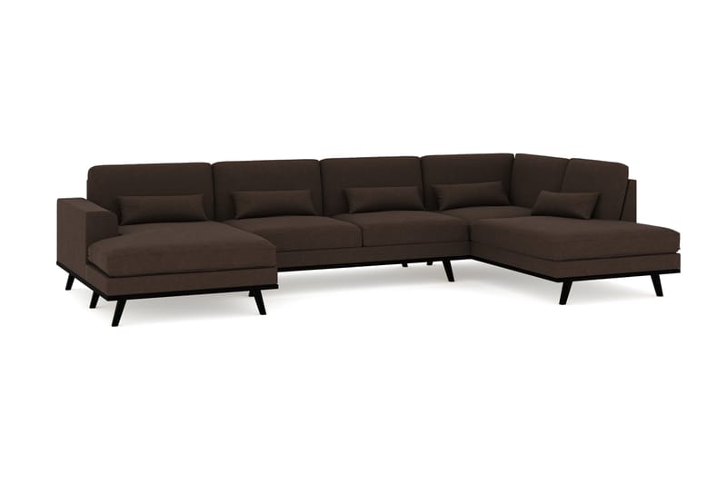 Copenhagen 5-personers Højrevendt U-formet Sofa med Divan og Chaiselong i Stof - Brun - Møbler - Sofaer - U Sofa