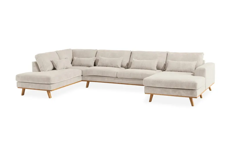 Copenhagen 5-personers Venstrevendt U-formet Sofa med Divan og Chaiselong i Manchester - Beige - Møbler - Sofaer - U Sofa