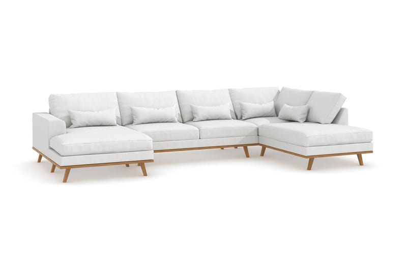 Copenhagen 5-personers Højrevendt U-formet Sofa med Divan og Chaiselong i Stof - Hvid - Møbler - Sofaer - U Sofa