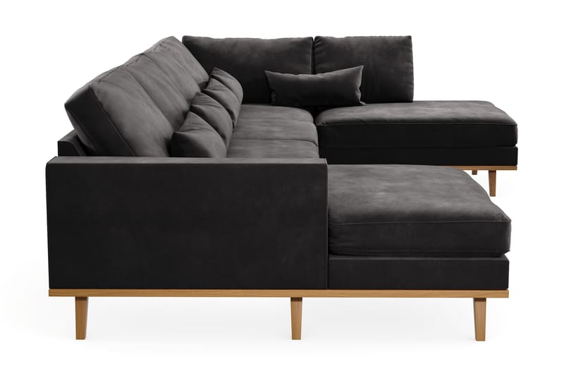 Copenhagen 5-personers Højrevendt U-formet Sofa med Divan og Chaiselong i Fløjl - Mørkegrå - Møbler - Sofaer - U Sofa