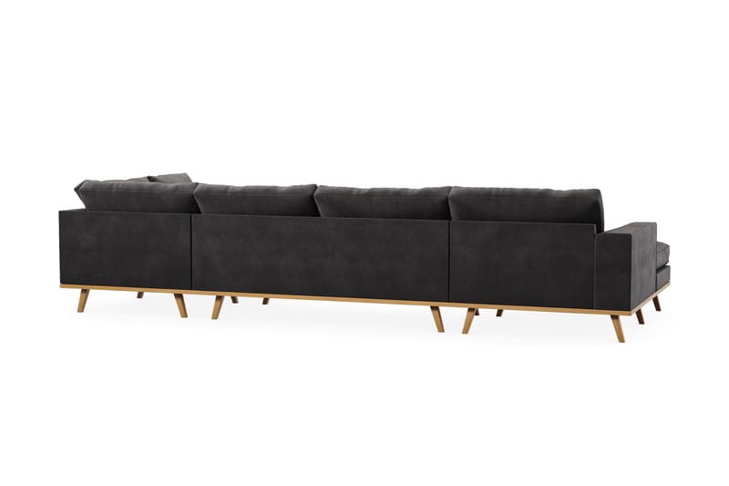 Copenhagen 5-personers Højrevendt U-formet Sofa med Divan og Chaiselong i Fløjl - Mørkegrå - Møbler - Sofaer - U Sofa