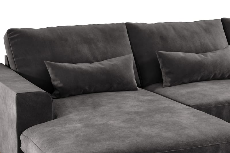 Copenhagen 5-personers Højrevendt U-formet Sofa med Divan og Chaiselong i Fløjl - Mørkegrå - Møbler - Sofaer - U Sofa