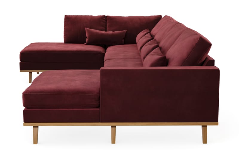 Copenhagen 5-personers Venstrevendt U-formet Sofa med Divan og Chaiselong i Fløjl - Lilla - Møbler - Sofaer - U Sofa