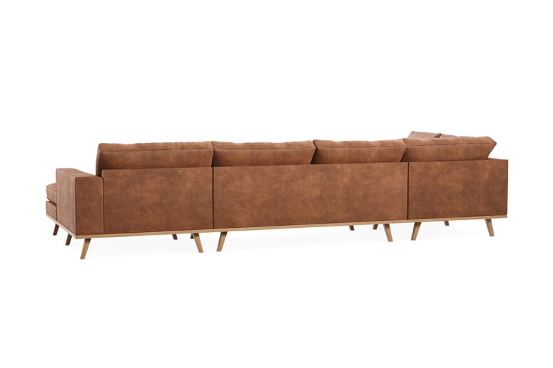 Copenhagen 5-personers Venstrevendt U-formet Sofa med Divan og Chaiselong i Kunstlæder - Brun - Møbler - Sofaer - U Sofa